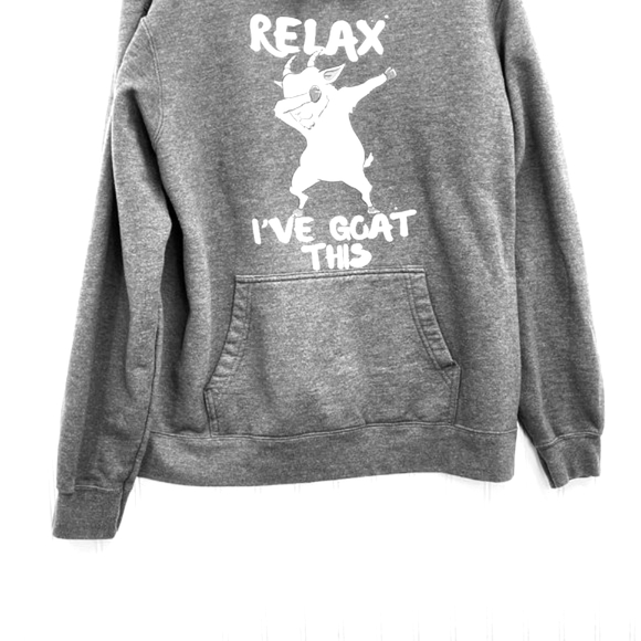 Port and Co. Hoodie Pullover Dark Grey Size L " Relax I've Goat This " - Picture 4 of 14